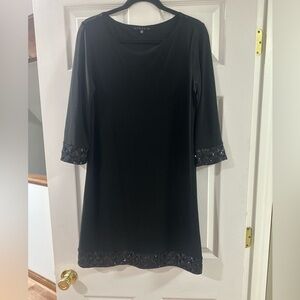 Tiana B Black Embellished Sheath Dress 3/4 Sleeve
